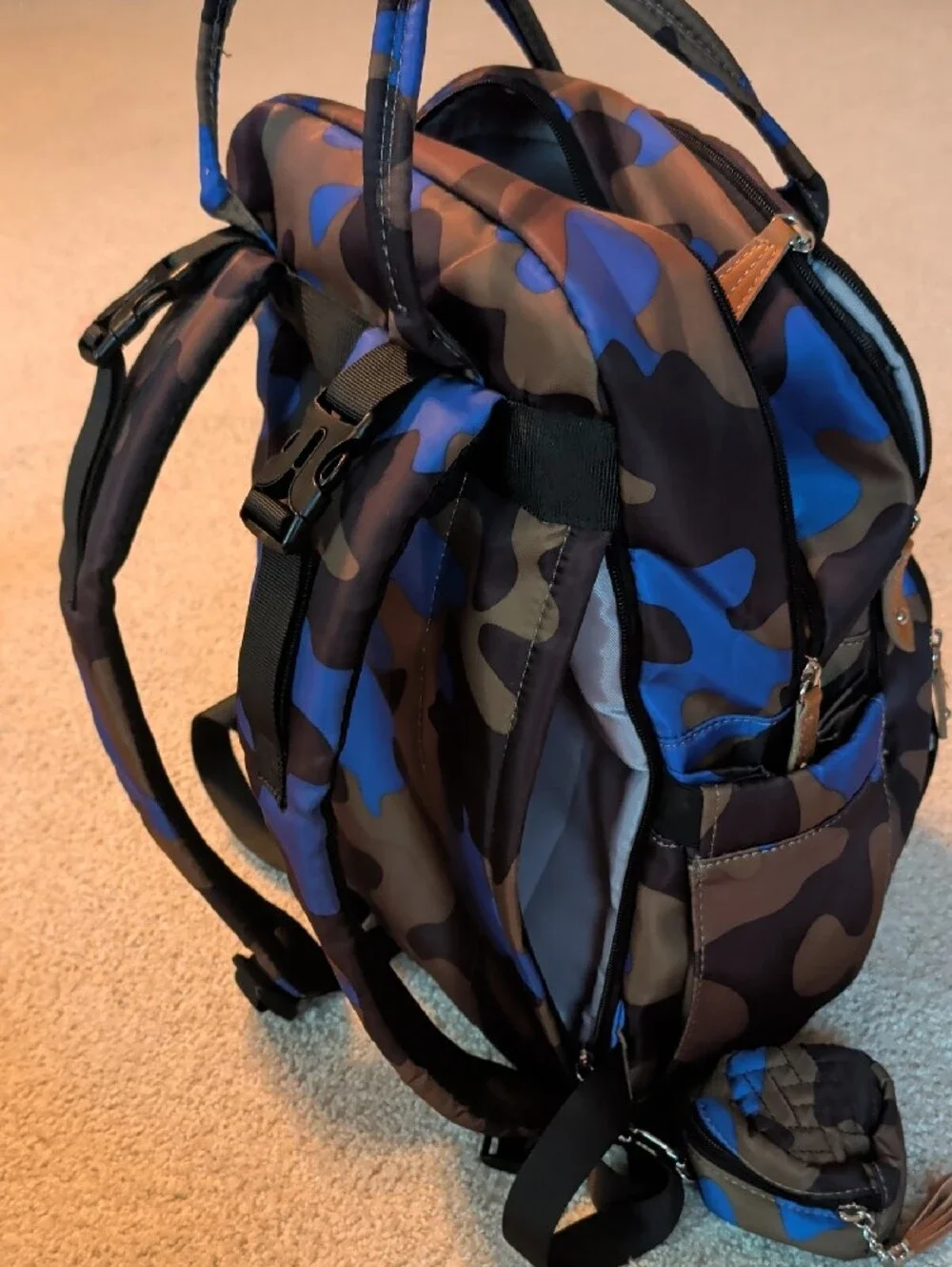 Blue Camo Diaper Bag Backpack - BabbleRoo